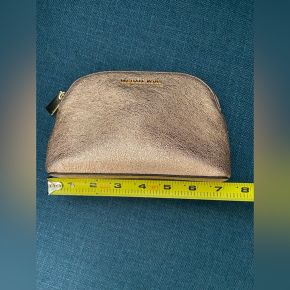 Michael Kors Leather Mettalic Rose Pink Travel Pouch Clutch Bag - Picture 13 of 15